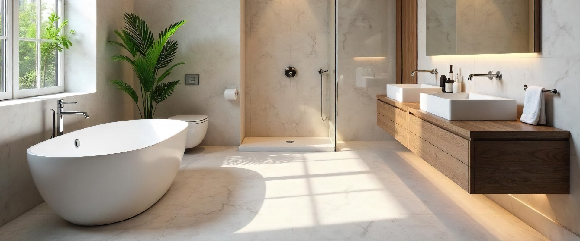 Modern minimalist bathroom interior with clean lines, sleek fixtures, and a luxurious feel A perfect space for relaxation and rejuvenation , contemporary, modern